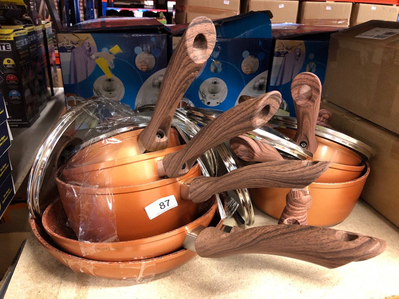 QUANTITY OF COPPER STONE POTS & PANS: LOCATION - A RACK