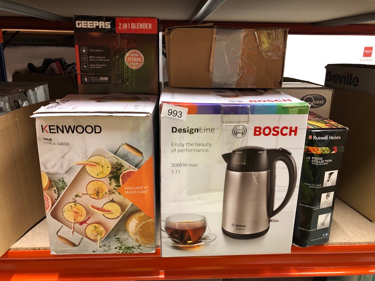 QUANTITY OF KITCHEN & APPLIANCES ITEMS TO INCLUDE KENWOOD JE290A KE-JE290 JUICER, 40 W, 1 LITER, WHITE: LOCATION - I RACK