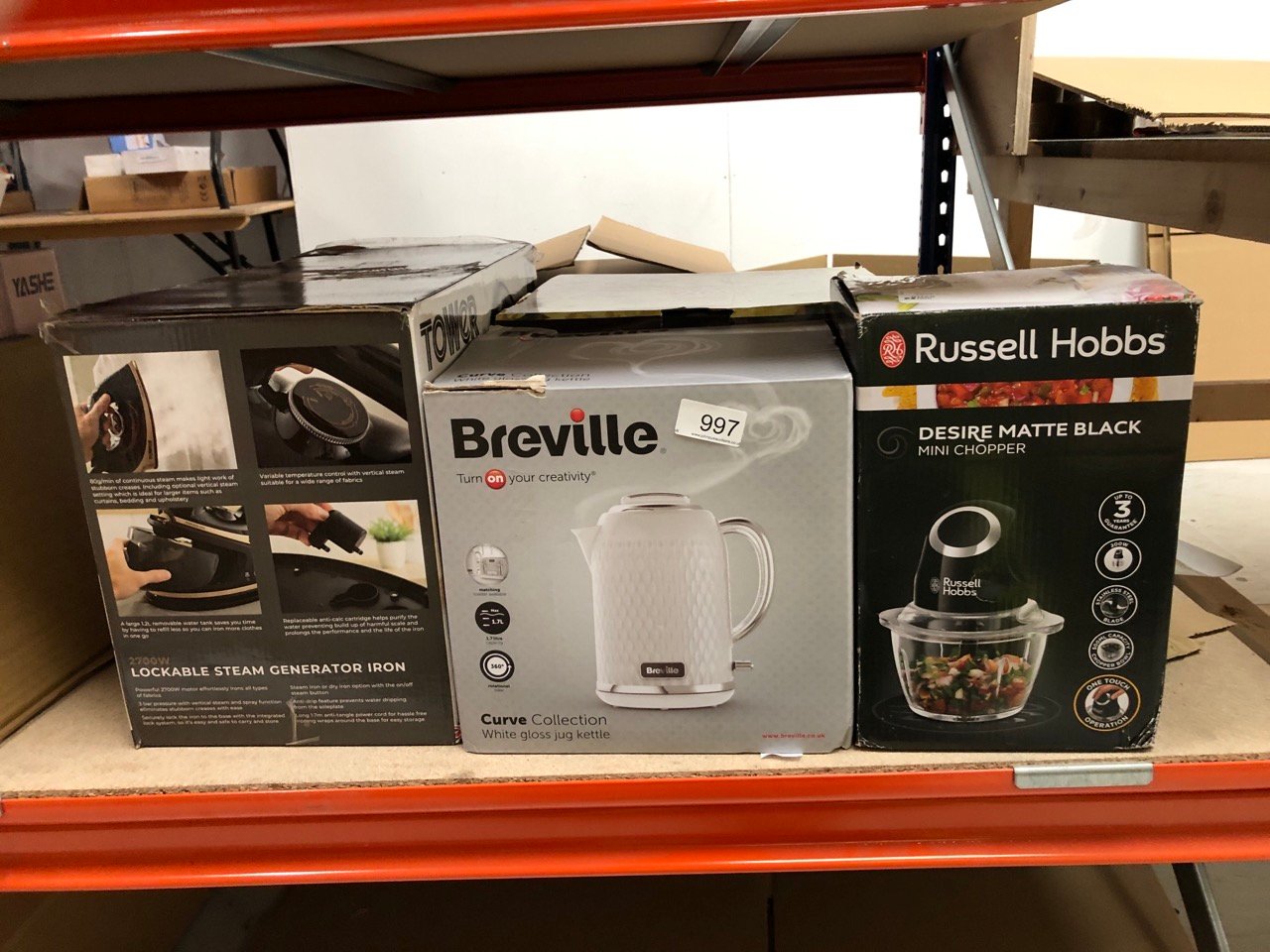 QUANTITY OF KITCHEN & APPLIANCES ITEMS TO INCLUDE BREVILLE CURVE ELECTRIC KETTLE | 1.7 LITRE | 3KW FAST BOIL | WHITE & CHROME [VKT117]: LOCATION - I RACK