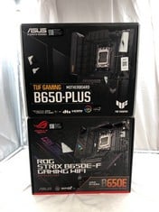 ASUS TUF GAMING B650-PLUS AMD RYZEN AM5 ATX MOTHERBOARD, 14 POWER STAGES, PCIE 5.0 M.2 SUPPORT, DDR5 MEMORY, 2.5 GB ETHERNET, USB4 SUPPORT AND AURA SYNC + ASUS ROG STRIX B650E-F GAMING WIFI AMD MOTHE