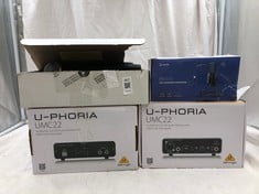 QUANTITY OF ITEMS TO INCLUDE BEHRINGER U-PHORIA UMC22 AUDIOPHILE 2X2 USB AUDIO INTERFACE WITH MIDAS MIC PREAMPLIFIER: LOCATION - E