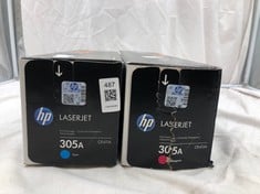 2X HP LASERJET 305A INK CARTRIDGES (CYAN/MAGENTA): LOCATION - E