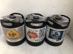 3 X ASSORTED PERFECT DRAFT BEER KEGS 6L TO INCLUDE STELLA ARTOIS 5.0% (18+ PROOF OF ID) (COLLECTION DAYS MONDAY 4th NOVEMBER - WEDNESDAY 6TH NOVEMBER 9AM TO 4PM)