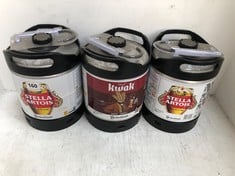 3 X BOTTLES OF ASSORTED PERFECT BEER KEGS 6L TO INCLUDE STELLA ARTOIS 5.0% (18+ PROOF OF ID) (COLLECTION DAYS MONDAY 4th NOVEMBER - WEDNESDAY 6TH NOVEMBER 9AM TO 4PM)