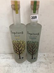 SAPLING SPIRITS CLIMATE POSITIVE VODKA NO.1 70CL 40% TO INCLUDE SAPLING SPIRITS CLIMATE POSITIVE LONDON DRY GIN NO. 2 70CL 40% (18+ PROOF OF ID) (COLLECTION DAYS MONDAY 4th NOVEMBER - WEDNESDAY 6TH N