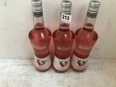 3 X LA LIQUEUR DE MONIN LYCHEE LIQUEUR 70CL 17% (18+ PROOF OF ID) (COLLECTION DAYS MONDAY 4th NOVEMBER - WEDNESDAY 6TH NOVEMBER 9AM TO 4PM)