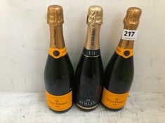 3 X ASSORTED CHAMPAGNE TO INCLUDE VEUVE CLICQUOT BRUT 750ML 12.5% (18+ PROOF OF ID) (COLLECTION DAYS MONDAY 4th NOVEMBER - WEDNESDAY 6TH NOVEMBER 9AM TO 4PM)