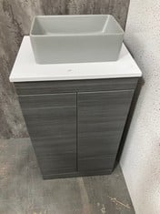 ATHENA FLOOR STANDING WC UNIT 500MM - ANTHRACITE WOODGRAIN TO INCLUDE LAWTON BACK TO WALL PAN AND TOILET SEAT D SHAPED TOP FIX SOFT CLOSE TOILET SEAT - WHITE - TOTAL RRP £752