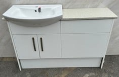 SATURN CLOAKROOM GLOSS WHITE FITTED FURNITURE PACK WITH BASIN AND BACK TO WALL PAN - RRP £1900