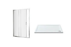 ELLA 1200MM SLIDING DOOR - 5MM GLASS - CHROME TO INCLUDE RECTANGULAR SLIMLINE SHOWER TRAY 1200 X 800MM - WHITE - RRP £622