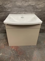 ATHENA STONE GREY 1 DRAWER WALL HUNG VANITY UNIT 500MM TO INCLUDE FURNITURE CURVED CERAMIC BASIN 1 TAP HOLE 500MM - RRP £695