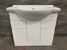 MAYFORD FLOOR STANDING 3 DOOR 2 DRAWER VANITY UNIT 850MM - GLOSS WHITE TO INCLUDE MAYFORD ROUND CERAMIC 1 TAP HOLE BASIN 850MM - RRP £651