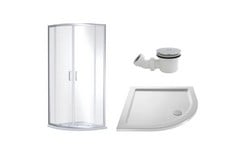 RENE 1900 X 800 X 800MM QUANDRANT SHOWER ENCLOSURE - CHROME TO INCLUDE QUADRANT SLIMLINE SHOWER TRAY 800 X 800MM - WHITE AND 90MM FAST FLOW SHOWER WASTE - WHITE/CHROME - RRP £676