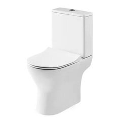 NUIE FREYA RIMLESS OPEN BACK CLOSE COUPLED TOILET WITH PUSH BUTTON CISTERN - SOFT CLOSE SEAT - RRP £352