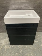 ATHENA WALL HUNG 2 DRAWER VANITY UNIT 500MM - HACIENDA BLACK TO INCLUDE L SHAPED 1 TAP HOLE POLYMARBLE BASIN 503MM - RRP £764