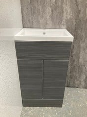 ATHENA WALL HUNG 2 DRAWER VANITY UNIT 500MM - HACIENDA BLACK TO INCLUDE L SHAPED 1 TAP HOLE POLYMARBLE BASIN 503MM - RRP £764