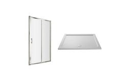 PACIFIC 1000MM SINGLE SLIDING DOOR - 6MM GLASS - POLISHED CHROME TO INCLUDE SLIP RESISTANT RECTANGULAR SLIMLINE SHOWER TRAY 1700 X 700MM - WHITE - RRP £1121