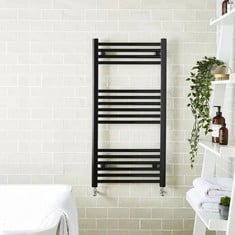 PRESTIGE K-RAIL STRAIGHT HEATED TOWEL RAIL 800MM H X 500MM W - BLACK - RRP £224.95