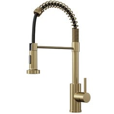 ELLSI CONTRA PULL OUT SINGLE LEVER KITCHEN SINK MIXER TAP WITH HOSE AND SPRAY HEAD - BRUSHED BRASS - RRP £390