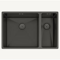 ELLSI ELITE UNDERMOUNT 1.5 BOWL KITCHEN SINK WITH WASTE AND OVERFLOW 670MM L X 440MM W - GUN METAL - RRP £619