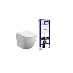 WALL HUNG FRAME & WALL HUNG CERAMIC TOILET INCLUDING SOFT CLOSE SEAT - RRP £700