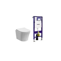 WALL HUNG FRAME & WALL HUNG CERAMIC TOILET INCLUDING SOFT CLOSE SEAT - RRP £700