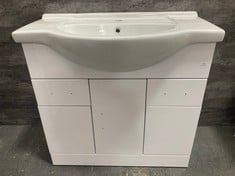 NUIE MAYFORD FLOOR STANDING 3 DOOR 2 DRAWER VANITY UNIT 850MM - GLOSS WHITE TO INCLUDE NUIE MAYFORD ROUND CERAMIC 1 TAP HOLE BASIN 850MM - RRP £651