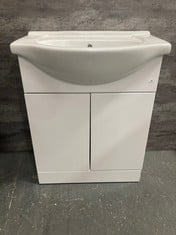 NUIE MAYFORD FLOOR STANDING 2 DOOR VANITY UNIT 650MM - GLOSS WHITE AND 650MM STANDARD BASIN - RRP £453