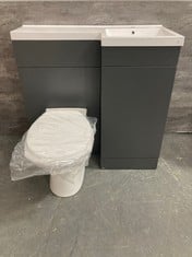 900MM L SHAPE MATT MATT GRAPHITE & WC UNIT WITH RIGHT HAND L-BASIN WITH TOILET WITH SOFT CLOSE SEAT - RRP £899