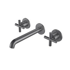 MINERAL WALL MOUNTED X-HEAD BATH FILLER BRUSHED STEEL - RRP £355