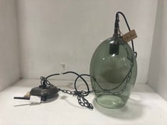 NKUKU OTORO GLASS PENDANT - GREEN SMOKE - SMALL OVAL OP2701 RRP- £150