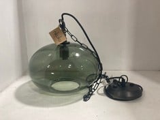 NKUKU OTORO GLASS PENDANT - GREEN SMOKE - SMALL ROUND OP2501 RRP- £150