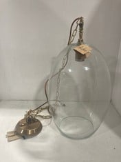 NKUKU OTORO GLASS PENDANT - CLEAR GLASS - OVAL LARGE 48 X 31CM OP1402 RRP- £250