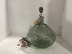 NKUKU BABA GLASS LAMP - EU - GREEN SMOKE - LARGE WIDE 42 X 31CM BL5801 RRP- £160