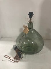 NKUKU BABA GLASS LAMP - EU - GREEN SMOKE - LARGE WIDE 42 X 31CM BL5801 RRP- £160