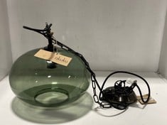 NKUKU OTORO RECYCLED GLASS PENDANT SMALL ROUND - GREEN SMOKE - OP2501 - RRP £150