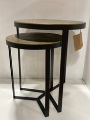 NKUKU SET OF 2 MABA NESTING SIDE TABLE - ANTIQUE BRASS - SMALL 45 X 36CM & LARGE 54 X 46CM MT4901 - RRP £275