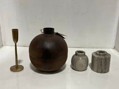 5 X ASSORTED NKUKU ITEMS TO INCLUDE NKUKU KHARI MARBLE VASE - GREY - CYLINDER KV1302