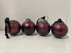 4 X NKUKU DARYA BAUBLES - ANTIQUE BURGUNDY SET OF 4 DB0801 TOTAL RRP- £100