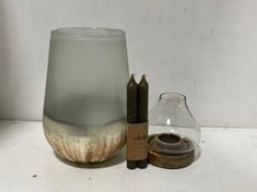 3 X ASSORTED NKUKU ITEMS TO INCLUDE NGOLO RECYCLED GLASS VASE - AGED SMOKE - ONE SIZE NV0701