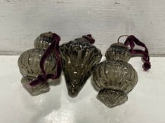 4 X NKUKU MANIPUR BAUBLES - SMOKE SET OF 3 MB8401 TOTAL RRP- £80