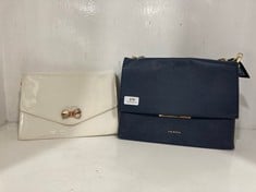 TED BAKER FLAPOVER HANDBAG NAVY TO INCLUDE TED BAKER ENVELOPE CLUTCH BAG CREAM PATENT