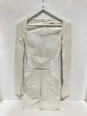 MANIERE DE VOIR LONG SLEEVE BODYCON PLAYSUIT WHITE SIZE UNKNOWN