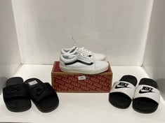 3 X ASSORTED ADULT FOOTWEAR TO INCLUDE VANS OLD SKOOL TRAINERS WHITE/BLACK LEATHER SIZE 4.5