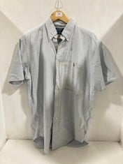 RALPH LAUREN POLO SHORT SLEEVE STRIPE SHIRT LIGHT BLUE SIZE 15.5/39