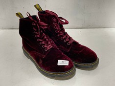 DR MARTENS 1460 PASCAL VELVET ANKLE BOOTS CHERRY SIZE 7 RRP- £115