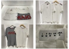 4 X ASSORTED BRANDED CLOTHING TO INCLUDE HUGO BOSS T-SHIRT GREY WITH RED LOGO SIZE M RAB HOODED LIGHTWEIGHT JACKET NAVY WITH RED LOGO SIZE M