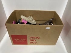 BOX OF ASSORTED ADULT FOOTWEAR TO INCLUDE KELSI BLOCK HEEL MULES PINK SIZE 41