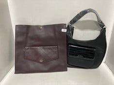 2 X ASSORTED BAG ITEMS TO INCLUDE FIORELLI TUFNELL BLACK CROC HOBO BAG - TOTAL RRP £129