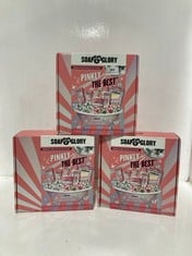 3 X SOAP & GLORY PINKLY THE BEST ROSE & BERGAMOT BATH SET OF 6 GIFT BOX